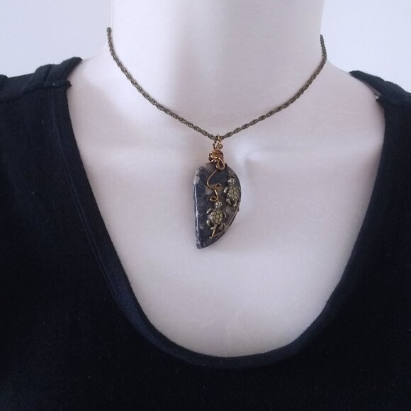 Handmade Turtle Pendant | Unique Plum Jasper Stone | Coastal Grandma |Sea Turtle - Picture 10 of 13